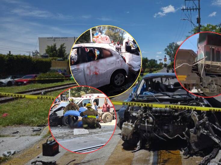 (IMÁGENES FUERTES) Tren mata a 6 personas en choque contra 3 vehículos y una moto en Irapuato; difunden imágenes y videos de los cuerpos tirados y los autos bañados en sangre