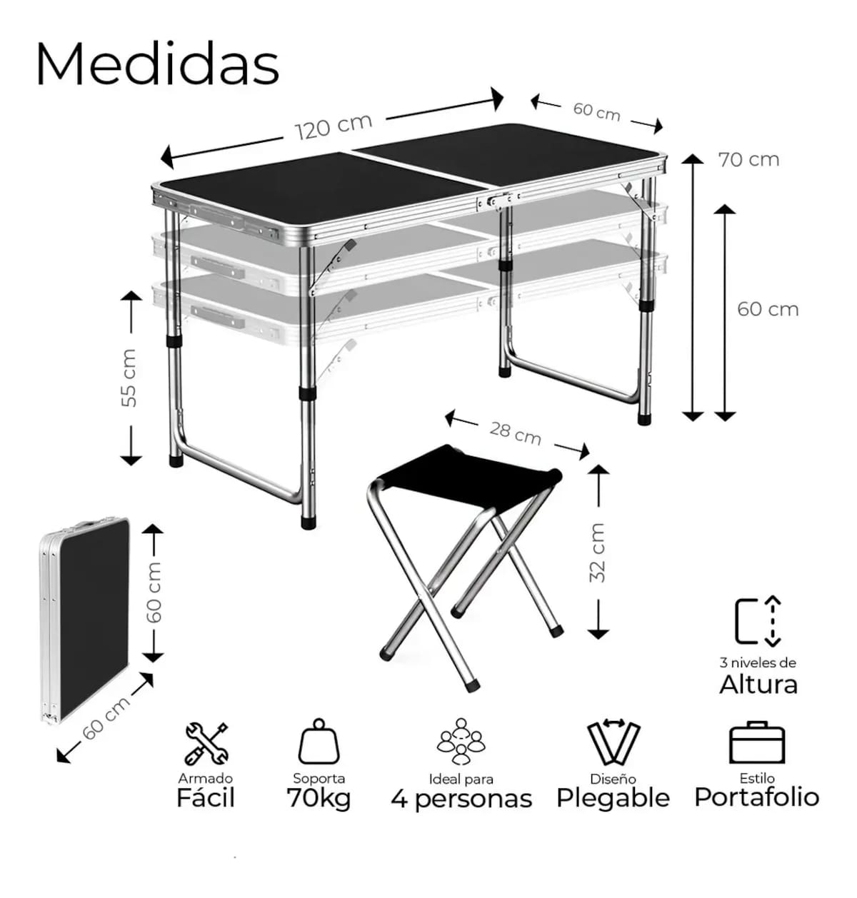 Mesa plegable para camping de la marca Raganet | Mercado Libre
