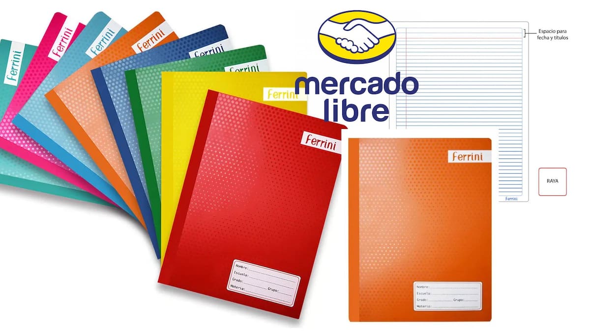 Mercado Libre vende para el regreso a clases un paquete de 8 cuadernos profesionales Ferrini de 100 hojas, por 298 pesos con envío gratis para la primera compra