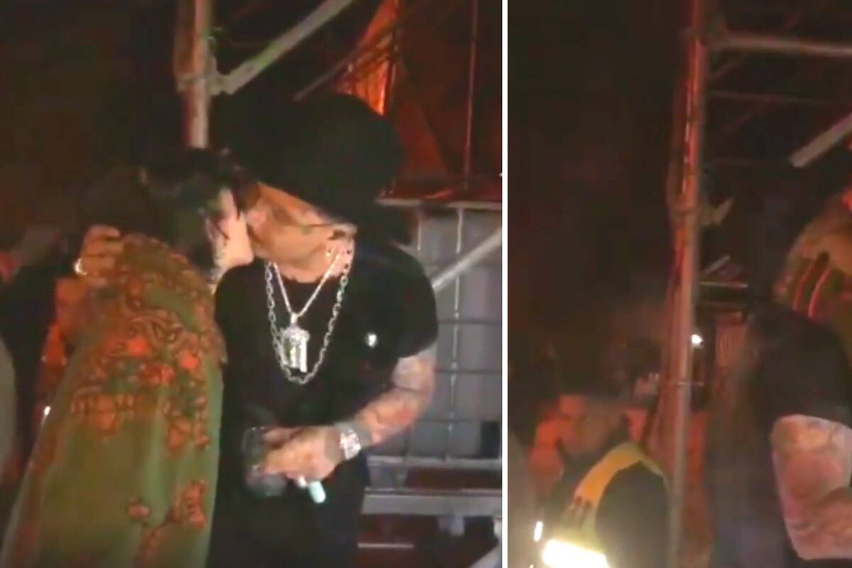 ¿Más que amigos?: Christian Nodal y Cazzu se besan antes de un concierto