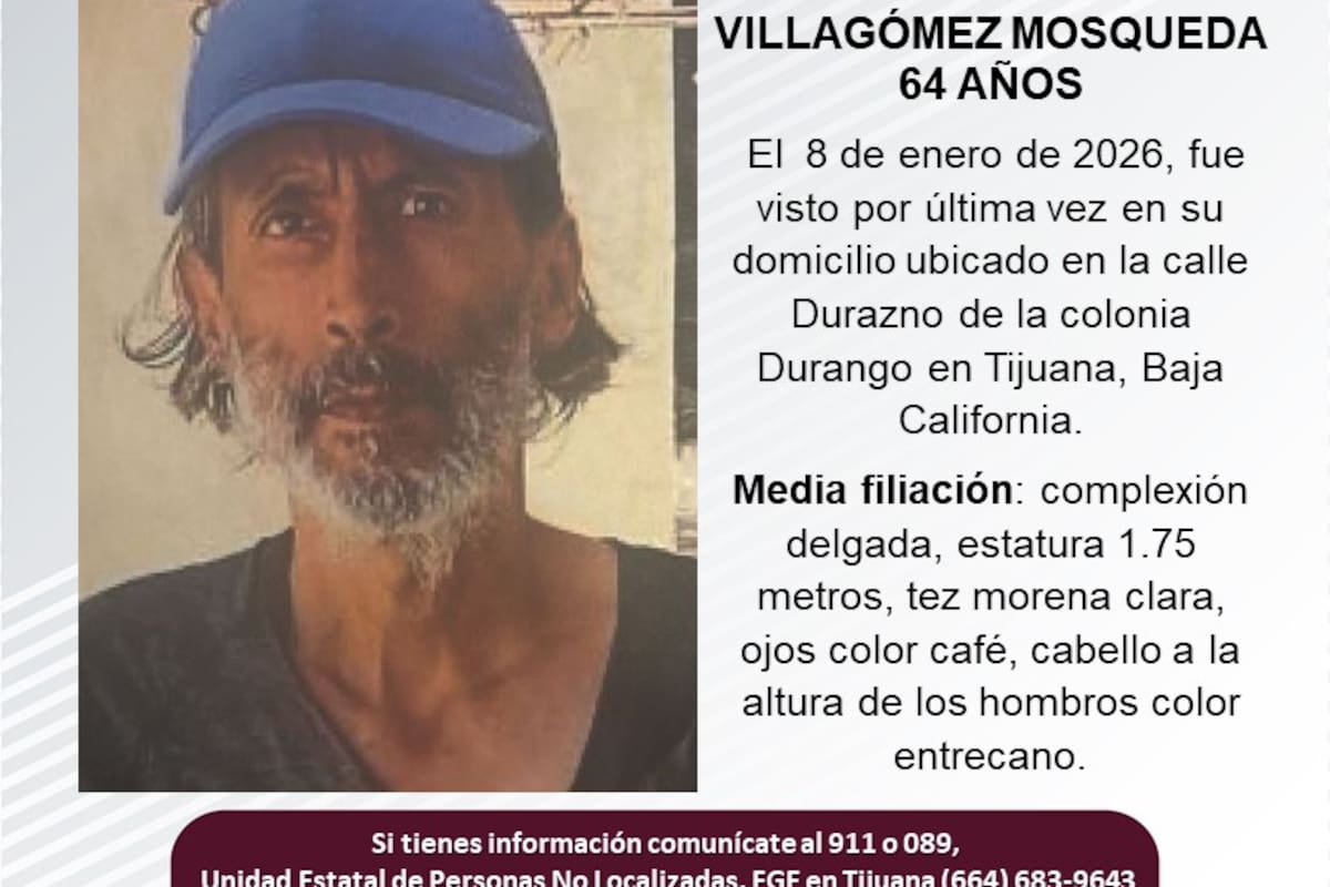 Se busca a Francisco Javier Villagómez Mosqueda de 64 años de edad