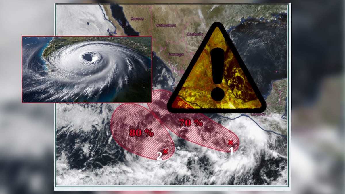 Los ciclones 'Bárbara' y 'Cosme' podrían  provocar el efecto Fujiwhara  frente a las costas del Pacífico de México. | Conagua