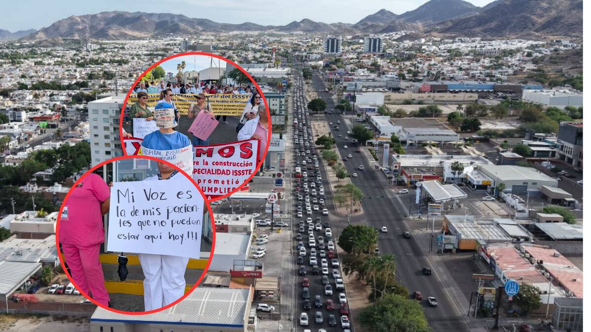 Bloqueo en bulevar Morelos en Hermosillo: Tránsito recomienda vías alternas mientras se mantiene la protesta por fallas en hospital del Issste
