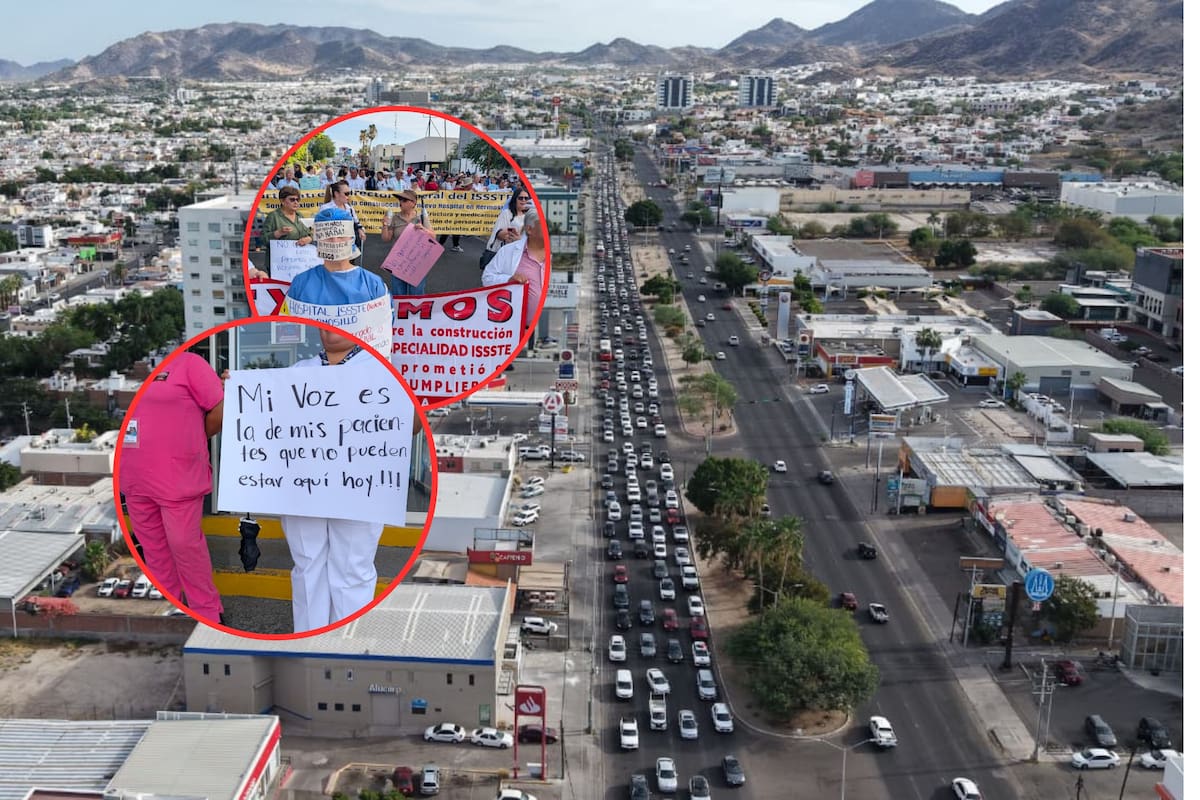 Bloqueo en bulevar Morelos en Hermosillo: Tránsito recomienda vías alternas mientras se mantiene la protesta por fallas en hospital del Issste