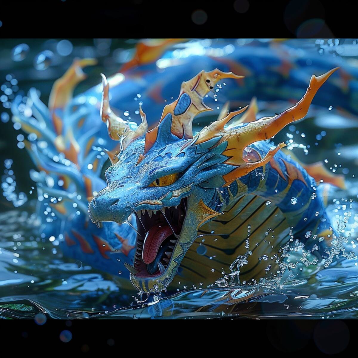 Gyarados fue recreado en su versión realista por la Inteligencia Artificial de Midjourney