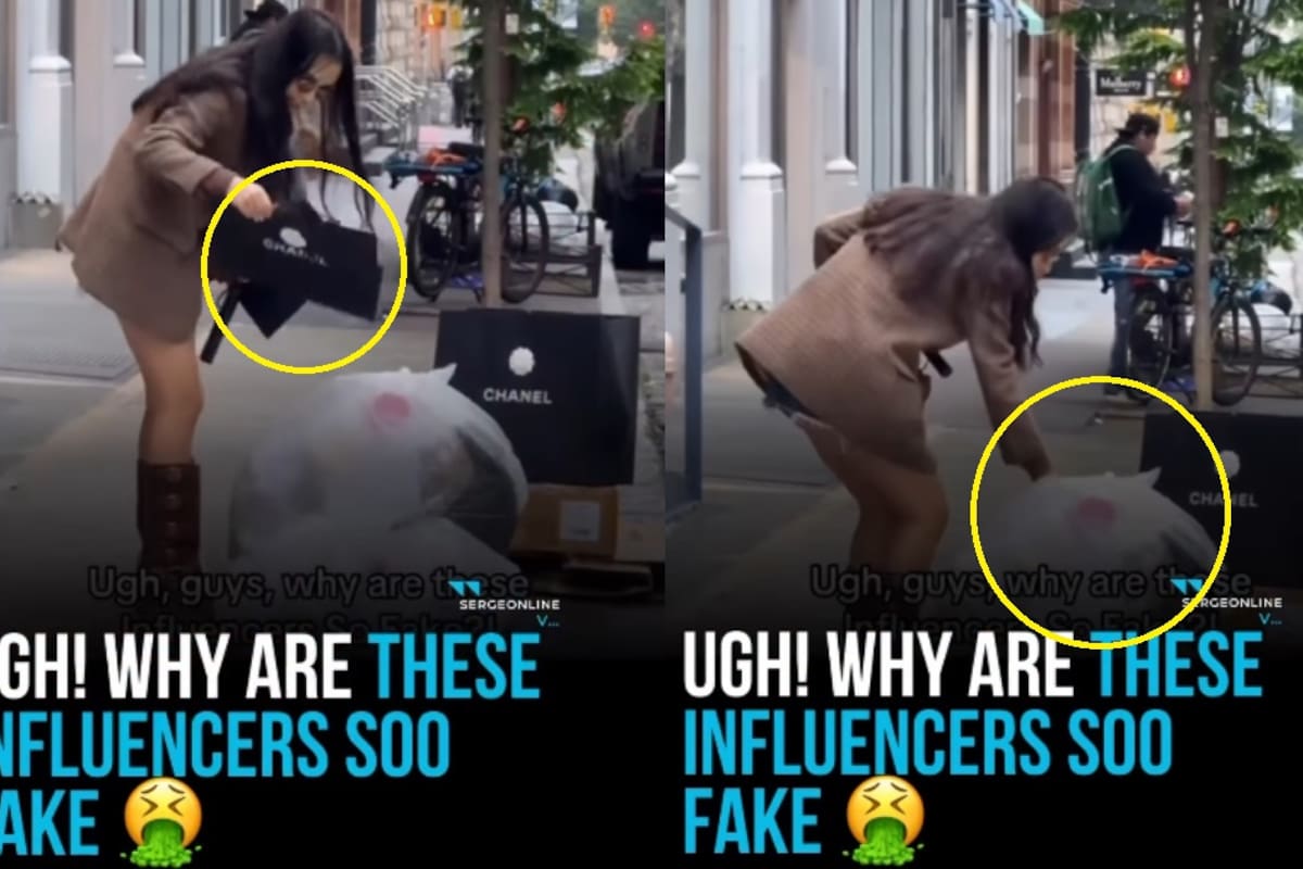 Influencer es captada sacando empaques de marcas de lujo de la basura para crear contenido