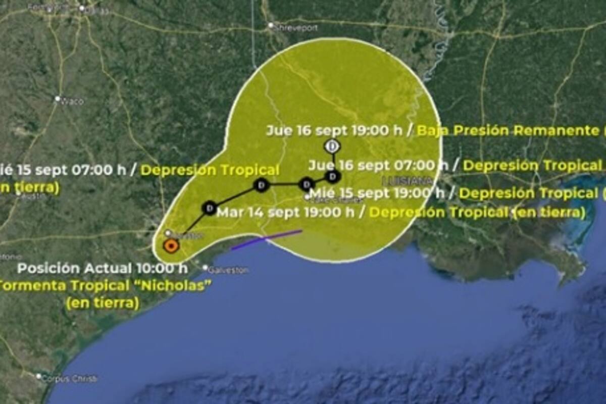 Nicholas se degrada a depresión tropical en su paso sobre Texas