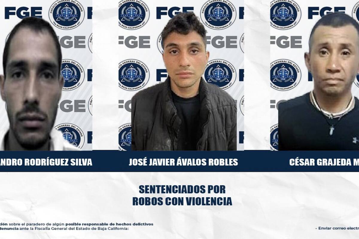 Tres ladrones recibirán 3 años y medio de cárcel por robos violentos en Mexicali