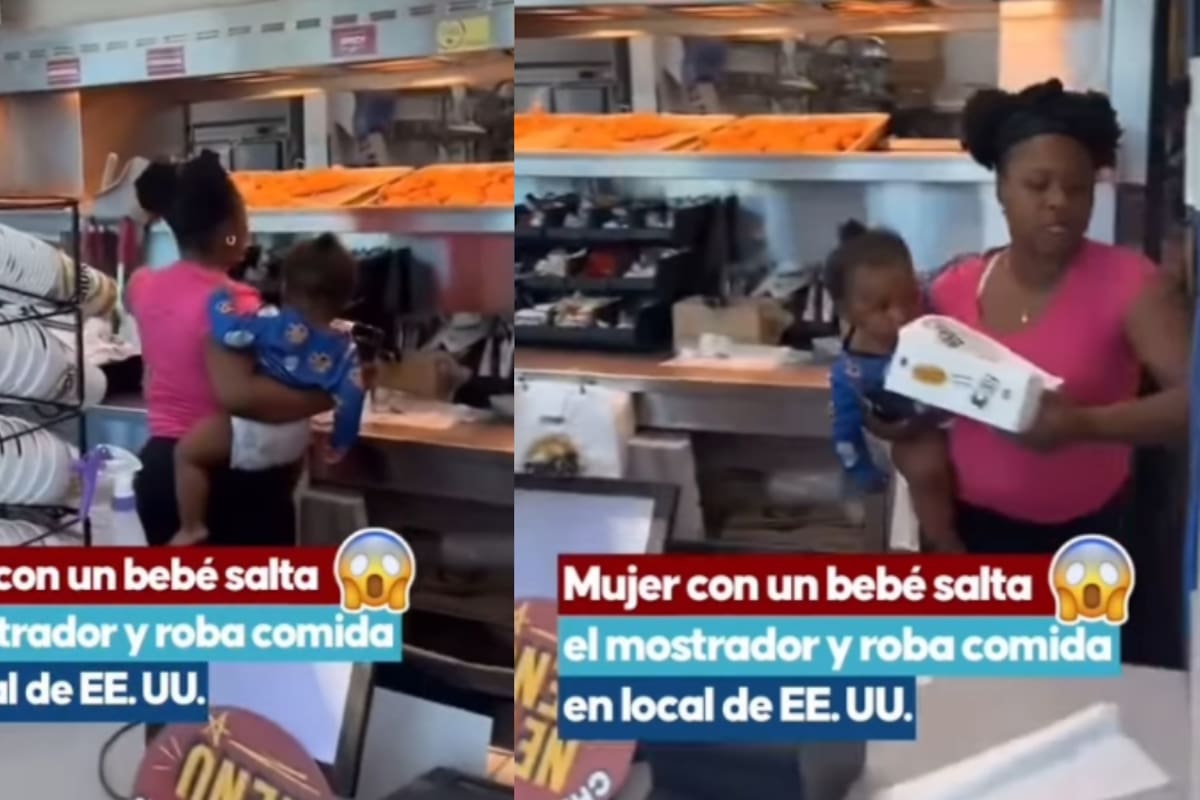 Se salta todo, hasta el servicio: mujer con su bebé entra a la cocina de un restaurante para robar comida
