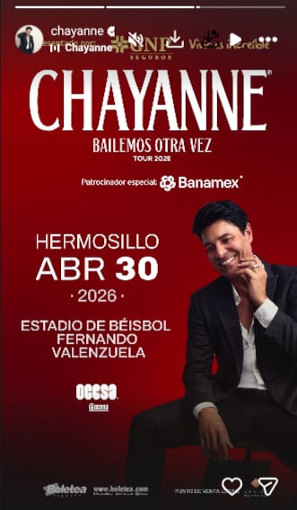 Chayanne confirma fecha en Hermosillo | Instagram @chayanne