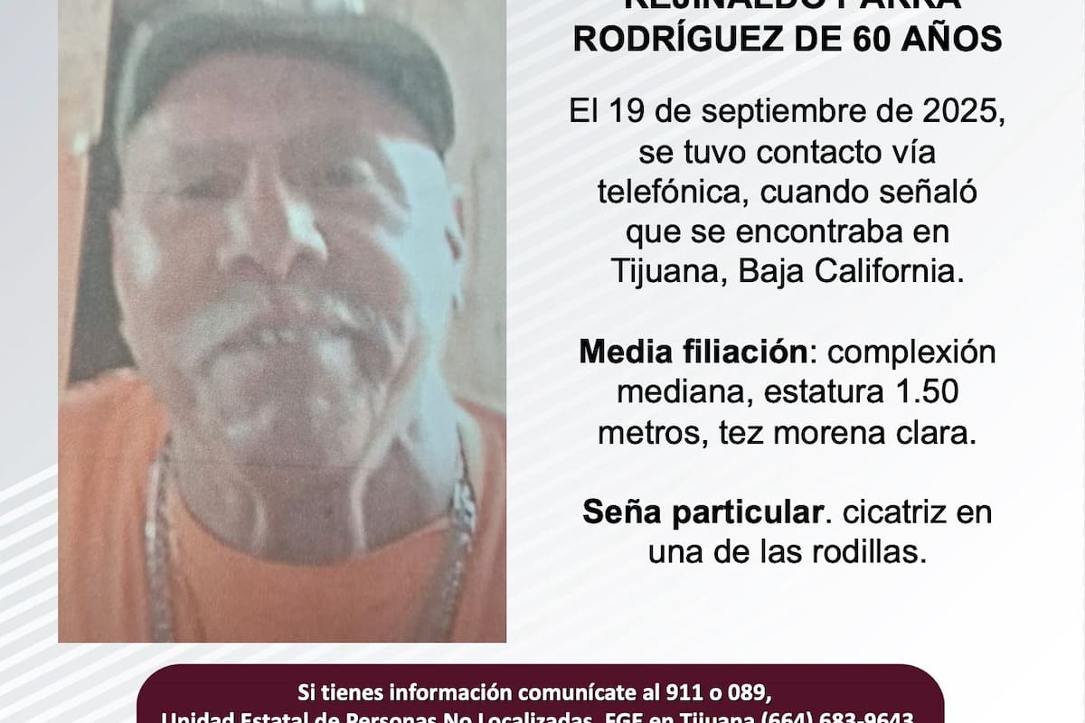 Se busca a Rejinaldo Parra Rodríguez de 60 años