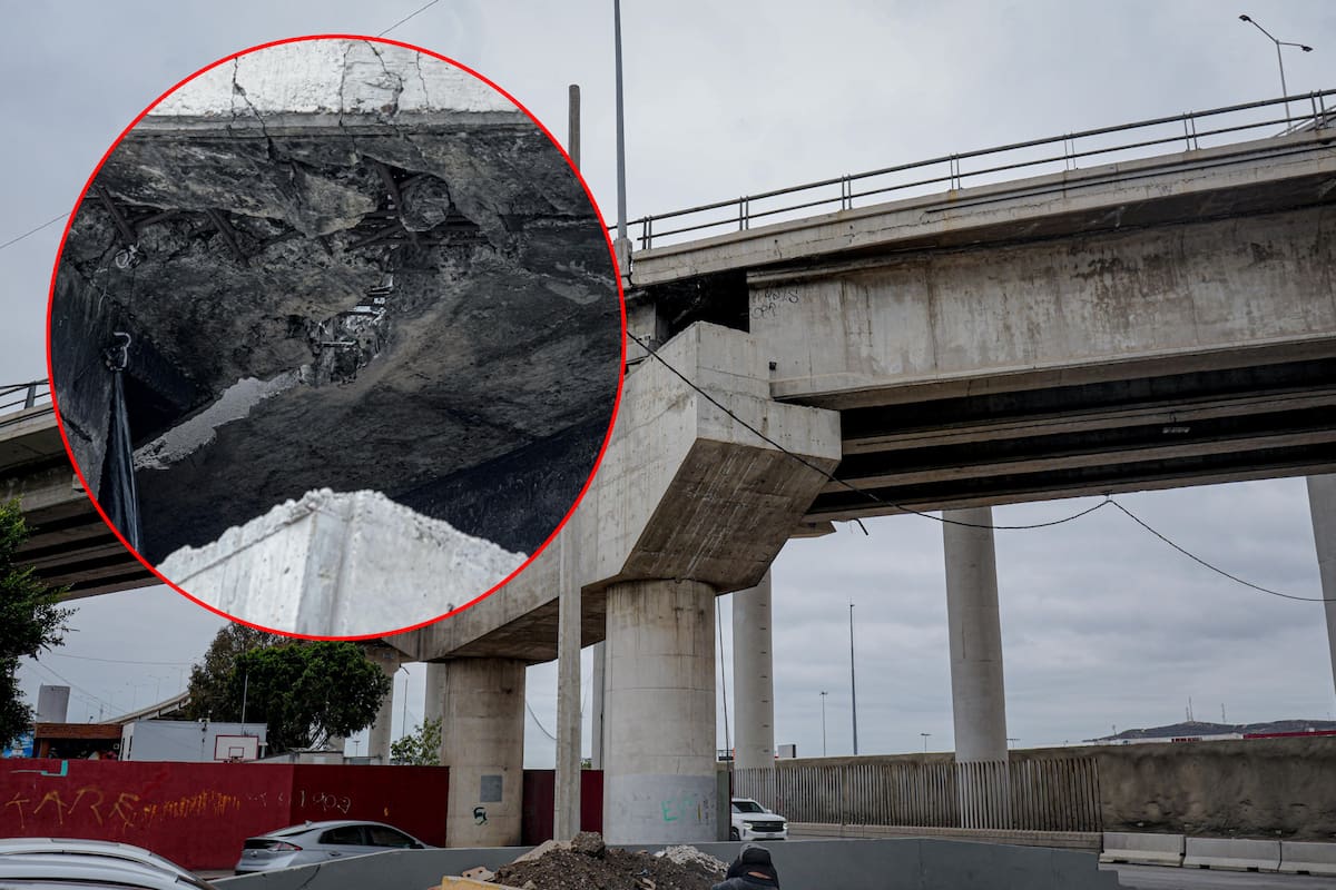 Reportan grieta en el puente de la Garita de El Chaparral en Tijuana