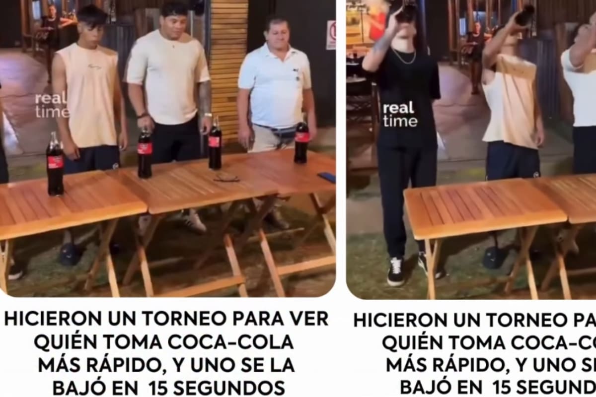 VIRAL: Torneo de tomar Coca-Cola más rápido se vuelve viral; uno la bebió en 15 segundos