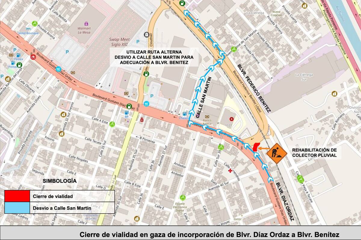 Anuncian cierre de vialidad para reparación de colector pluvial