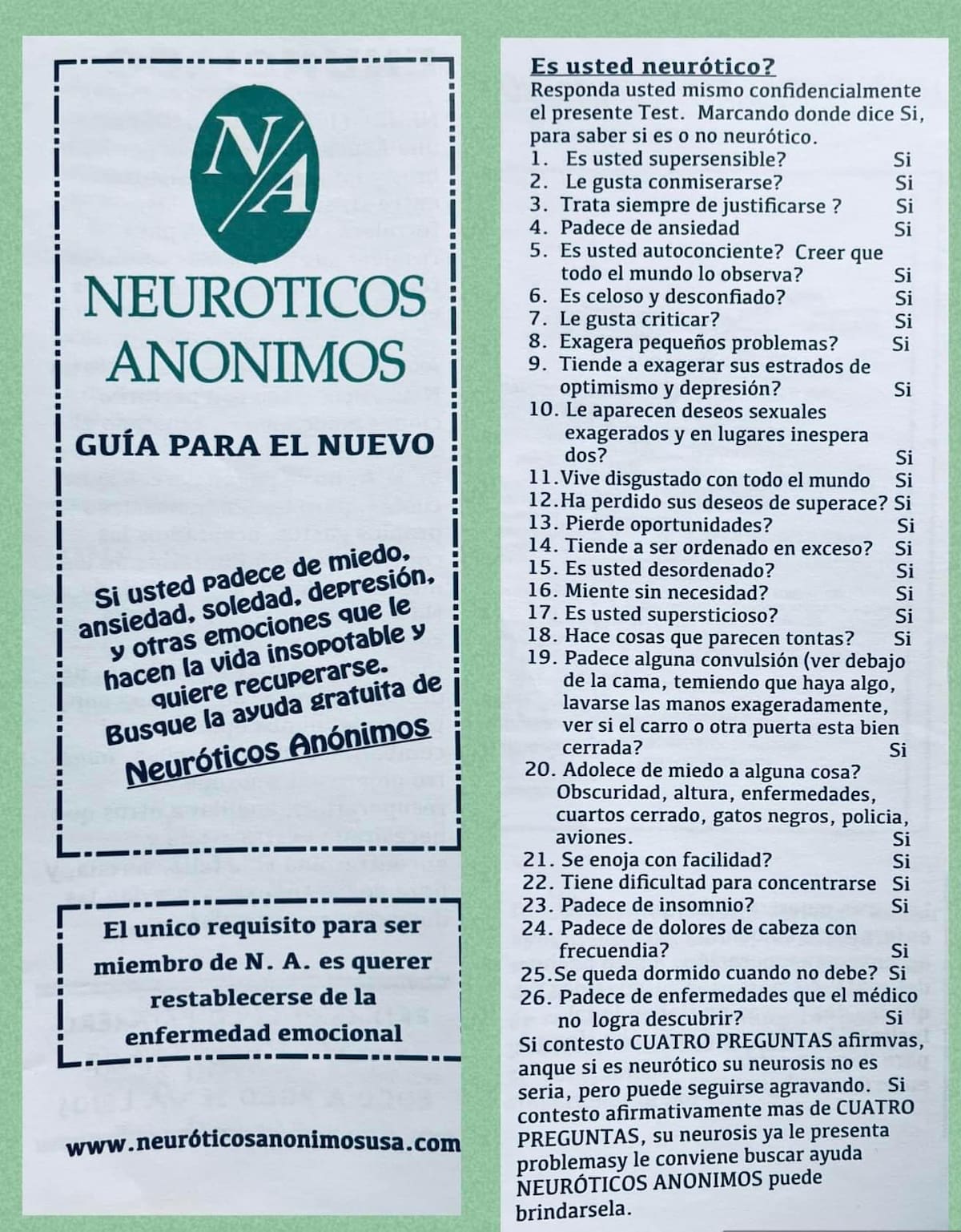 Neuróticos anónimos, guía