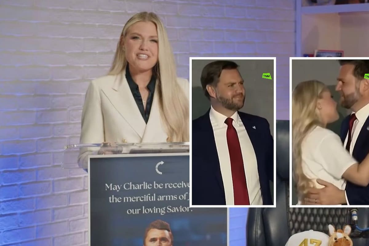 Erika Kirk, viuda del activistasta Charlie Kirk, da la bienvenida al vicepresidente JD Vance como un “querido amigo” durante evento de Turning Point USA