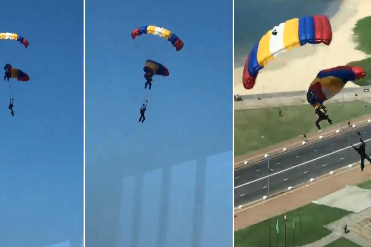 VIDEO: Paracaidistas caen desde las alturas tras haber quedado enredados