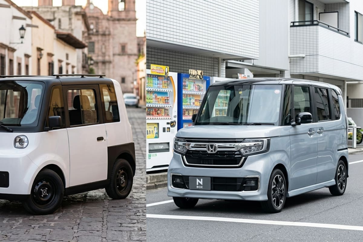 México prepara el Olinia eléctrico con velocidad máxima de 50 km/h para trayectos urbanos, mientras Japón mantiene al Honda N-Box entre sus vehículos más vendidos gracias a su espacio interior, motor pequeño de gasolina y enfoque práctico para la movilidad diaria