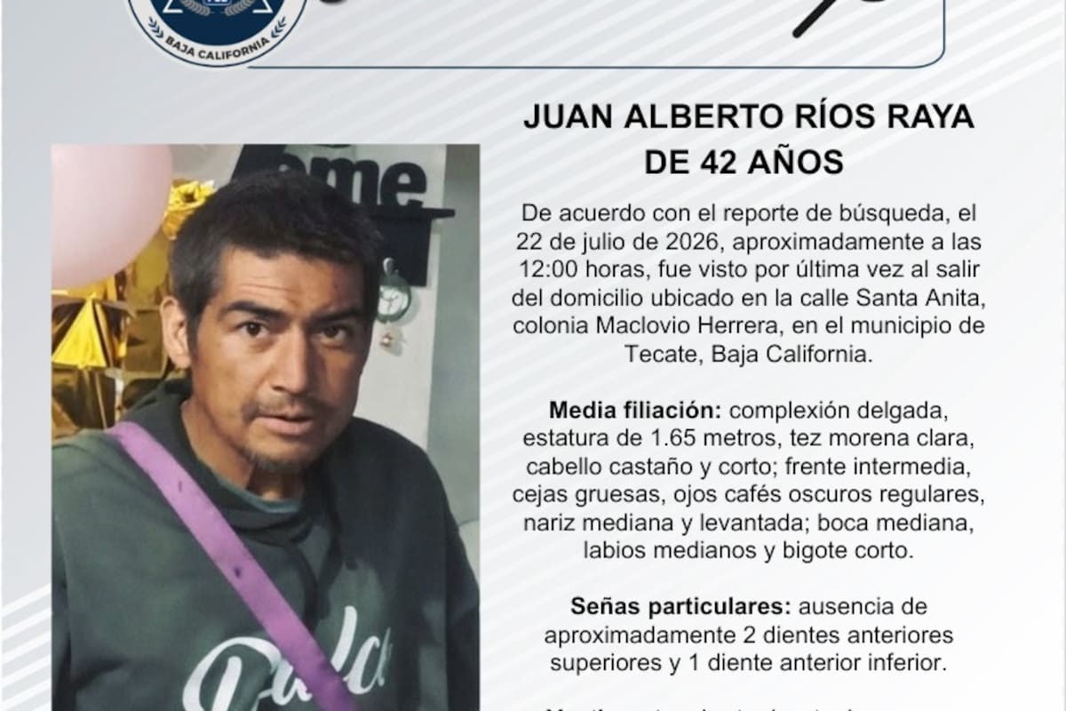 Se busca Juan Alberto Ríos Raya de 42 años de edad