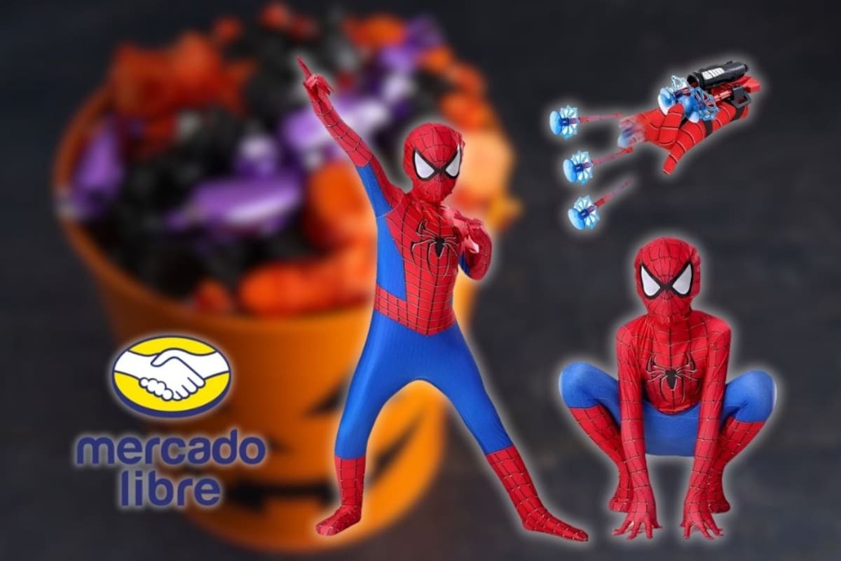 Mercado Libre rebaja disfraz infantil completo de Spiderman con 32 por ciento de descuento e incluye máscara independiente y lanzadores