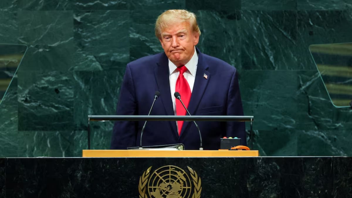 Donald Trump habló ante la Asamblea General de la ONU el 22 de septiembre de 2026, donde defendió sus acciones frente a Irán y afirmó haber contribuido a terminar ocho guerras. (REUTERS)