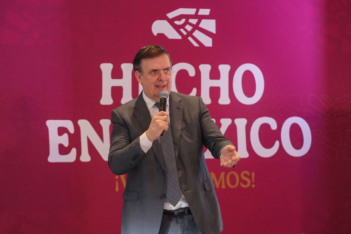 Marcelo Ebrard durante reunión con empresarios de iniciativa “Hecho en México”. | Crédito: Especial