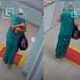 “Lograron detenerla; el hecho ocurrió en Brasil”: Captan el momento en que una enfermera intenta sacar a una recién nacida de un hospital