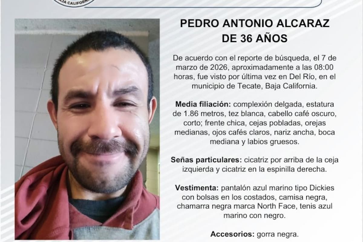 Se busca Pedro Antonio Alcaraz, de 36 años de edad