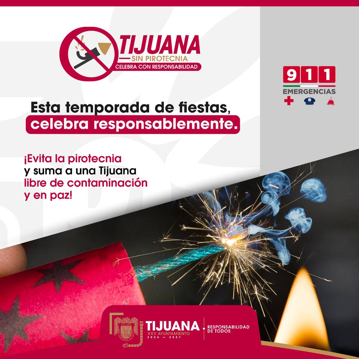 El Ayuntamiento de Tijuana mantiene activo el operativo “Tijuana sin Pirotecnia”.