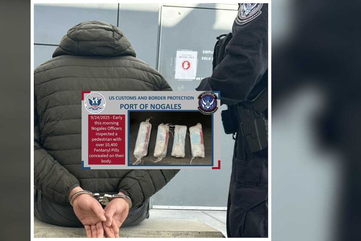 Detenido en garita de Nogales por intentar cruzar más de 10 mil pastillas de fentanilo