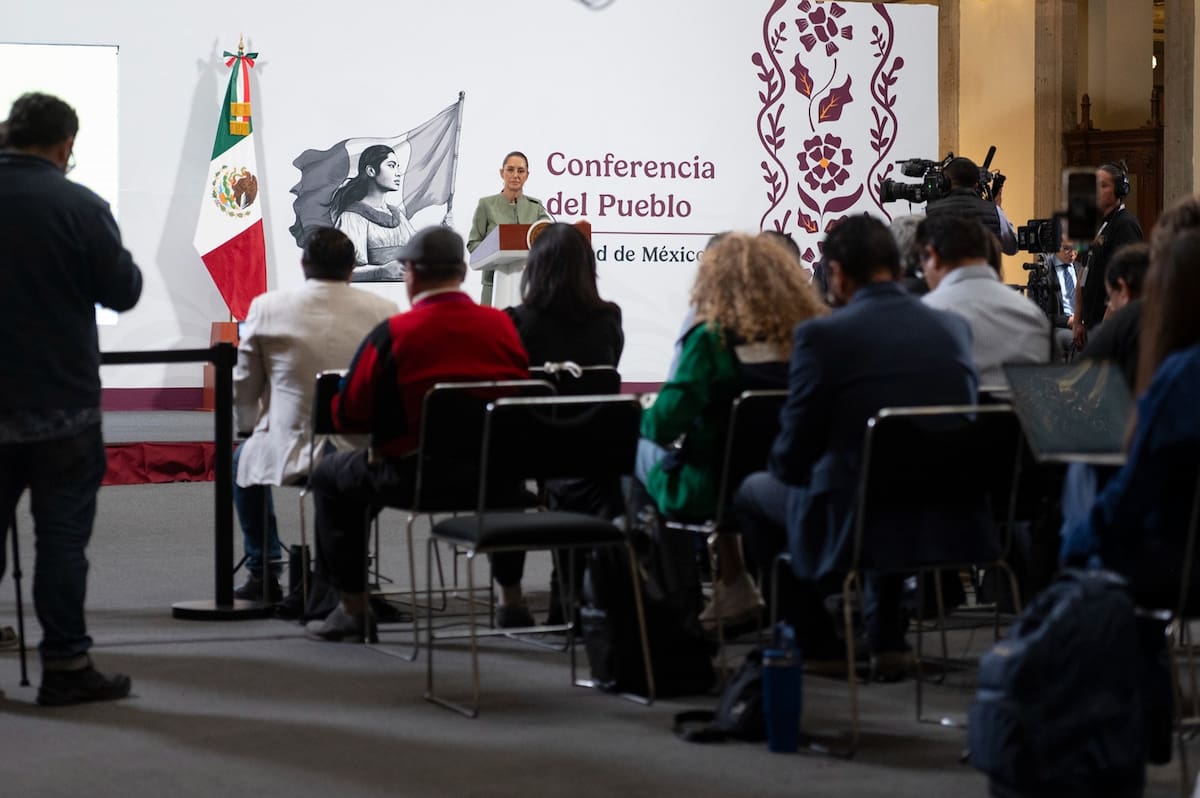 La presidenta Claudia Sheinbaum en su "Conferencia del Pueblo" del 14 de mayo del 2025. | Crédito: Presidencia