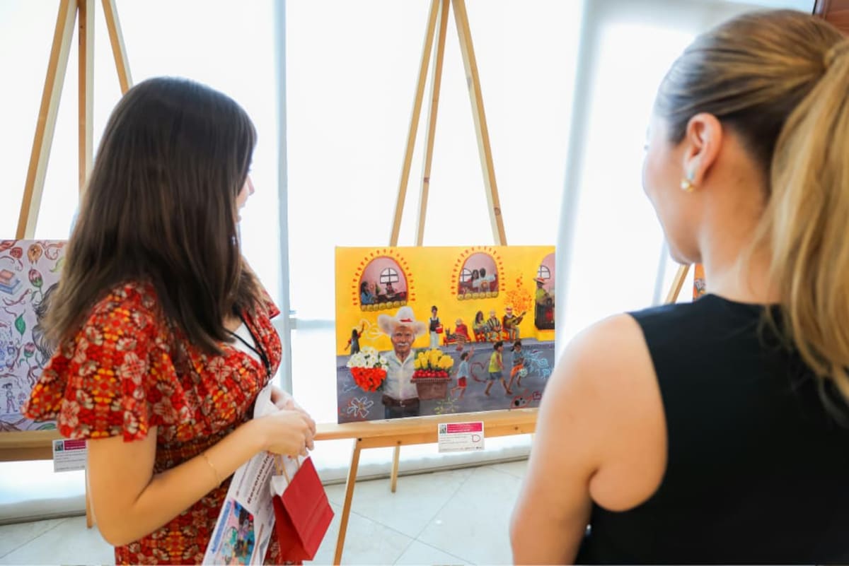 El concurso invitó a niñas, niños y jóvenes a expresar mediante el dibujo y la pintura cómo imaginan su camino hacia una vida con salud y bienestar. Foto: Cortesía