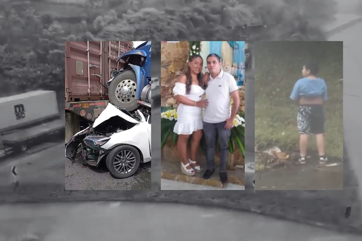 Familia se detiene en carretera para que su hijo vaya al baño y, mientras lo graban en video, un tráiler impacta y aplasta su automóvil