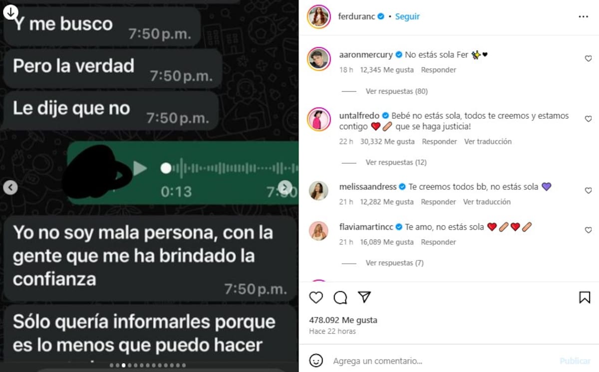 Fer Durán expuso pruebas contra Lapizito / Instagram: @ferduranc