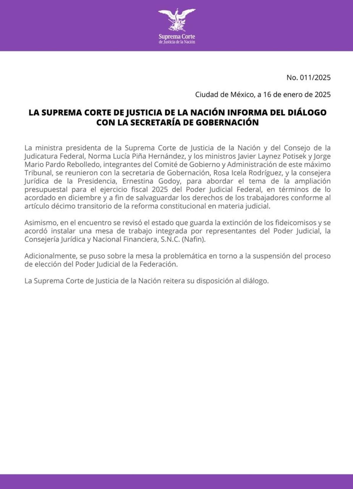 Aviso de la SCJN