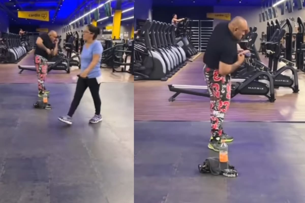 Hombre baila duranguense en el gimnasio como si estuviera solo y arrasa en redes