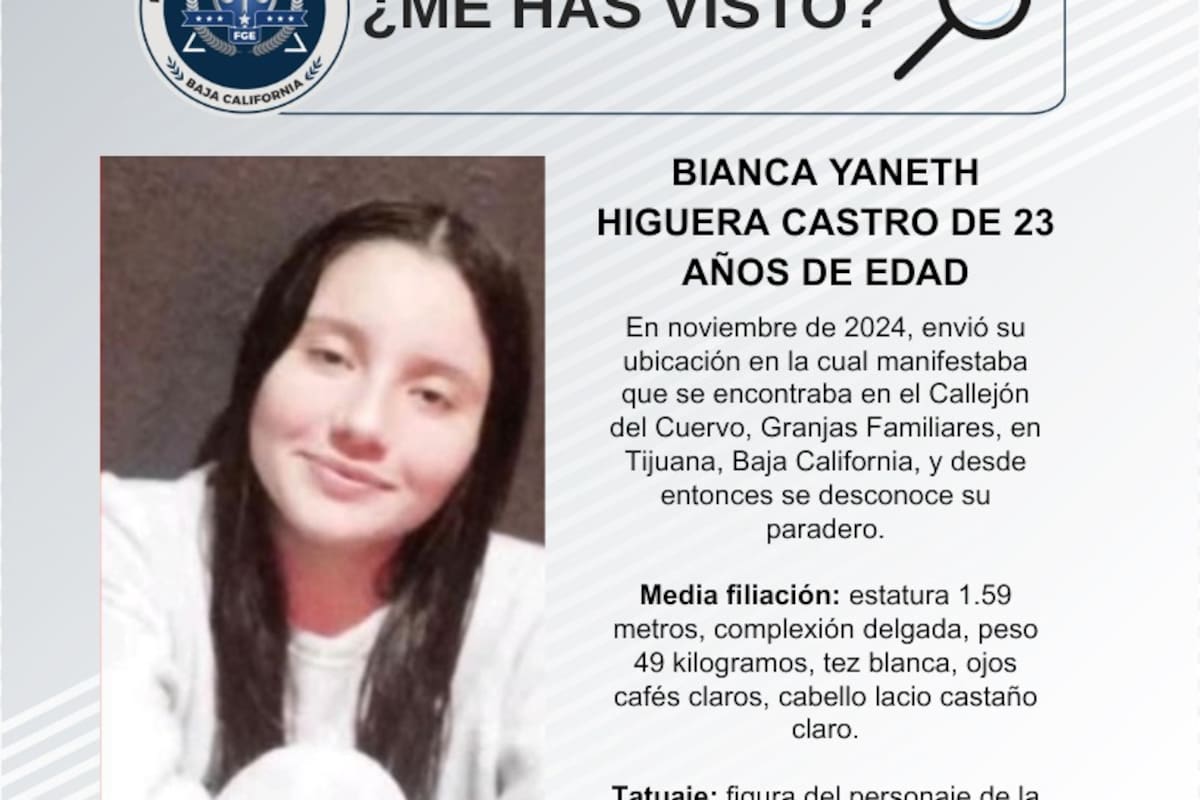 Se busca a Bianca Yaneth Higuera Castro de 23 años de edad