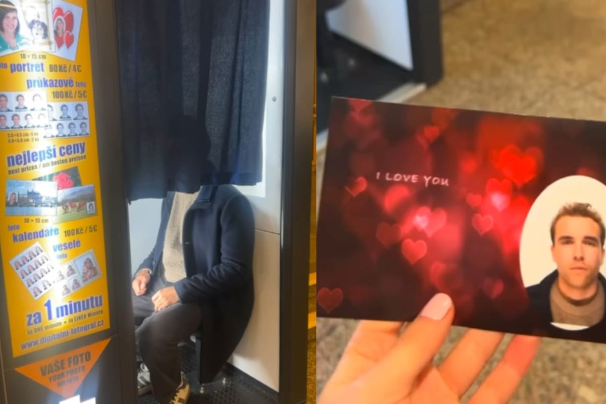 “¿Algo lindo o aterrador?”: Extraño le pide a una mujer que lo espere, entra a una cabina y le regala su foto