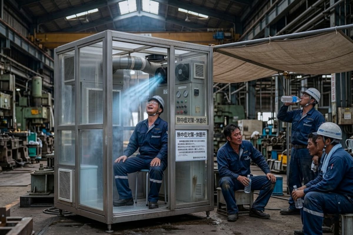 El calor extremo impulsó en Japón una cabina personal que lanza aire frío, funciona con electricidad y está pensada para reducir la exposición térmica de los trabajadores en espacios industriales y exteriores