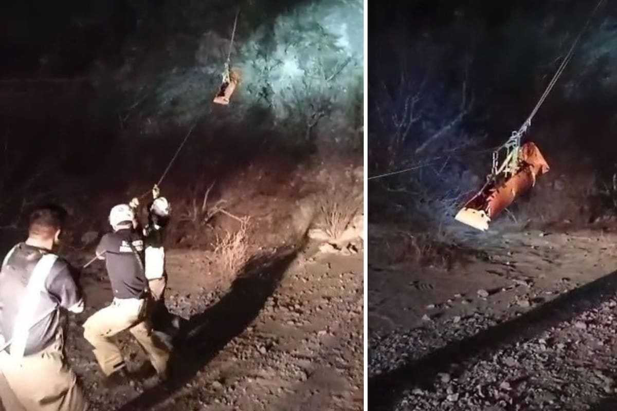 Con tirolesa rescatan a mujer del Cerro de la Cementera