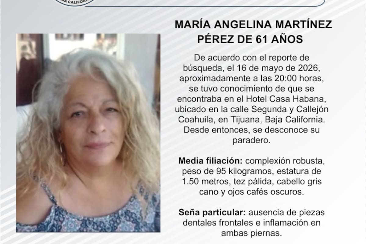 Se busca María Angelina Martínez Pérez de 61 años edad