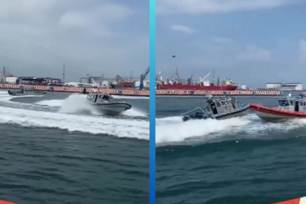 Choque entre embarcaciones en pleno ensayo naval deja dos lesionados en Veracruz