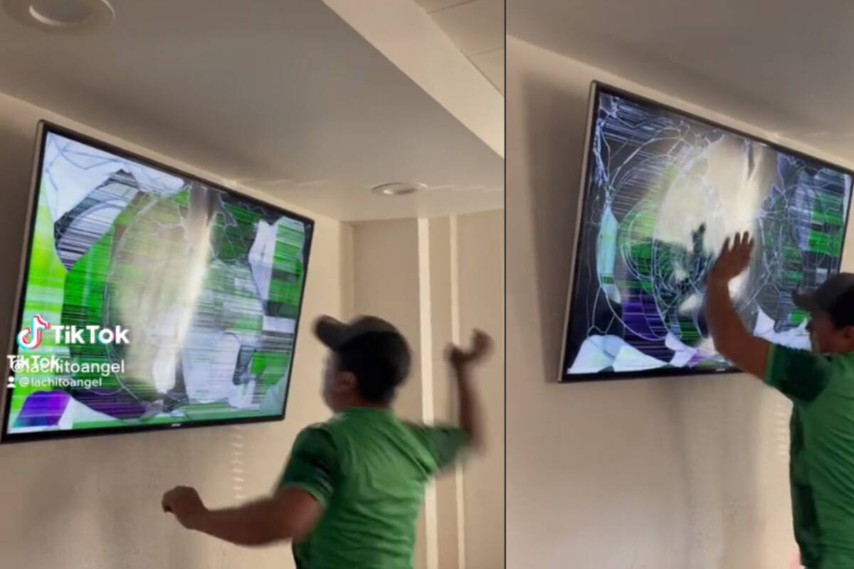 VIDEO: ¡Chale! Aficionado destruye pantalla tras derrota de México