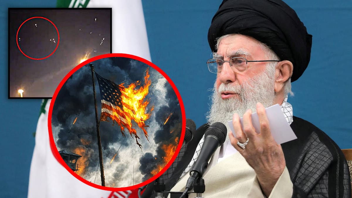 Publica Khamenei imagen de bandera de EEUU ardiendo tras lanzar ataque a su base militar en Qatar. FOTO: Especial