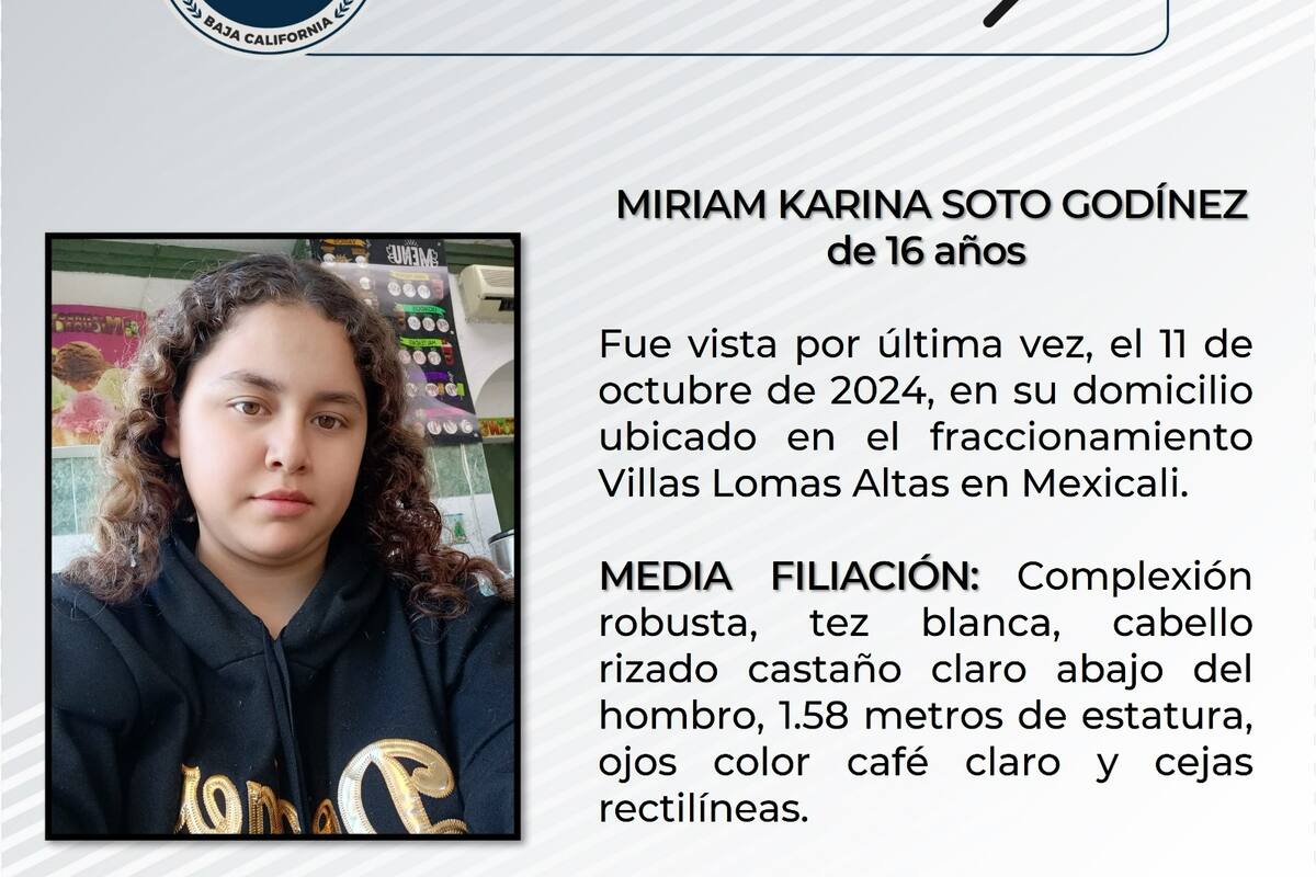 Se solicita ayuda para localizar a Miriam Karina Soto Godínez