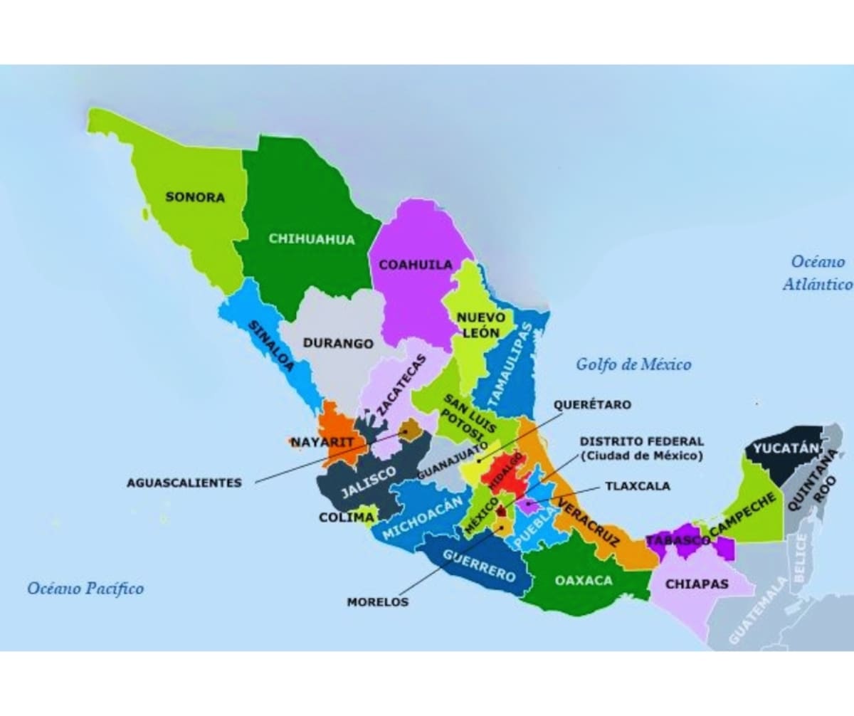 Mapa de México sin considerar la Península de BC. Foto: Especial (Editado con IA)