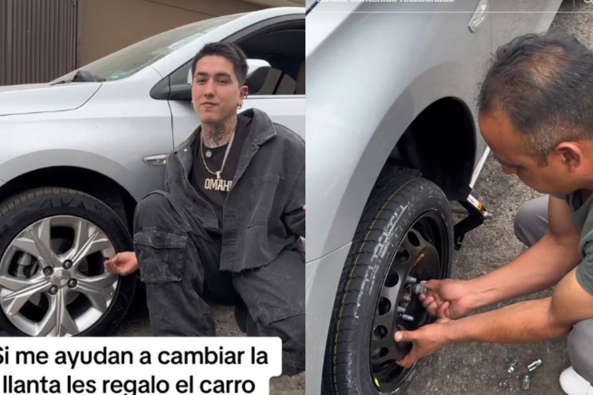 Influencer regala su carro a una persona que lo ayudó a cambiar la llanta