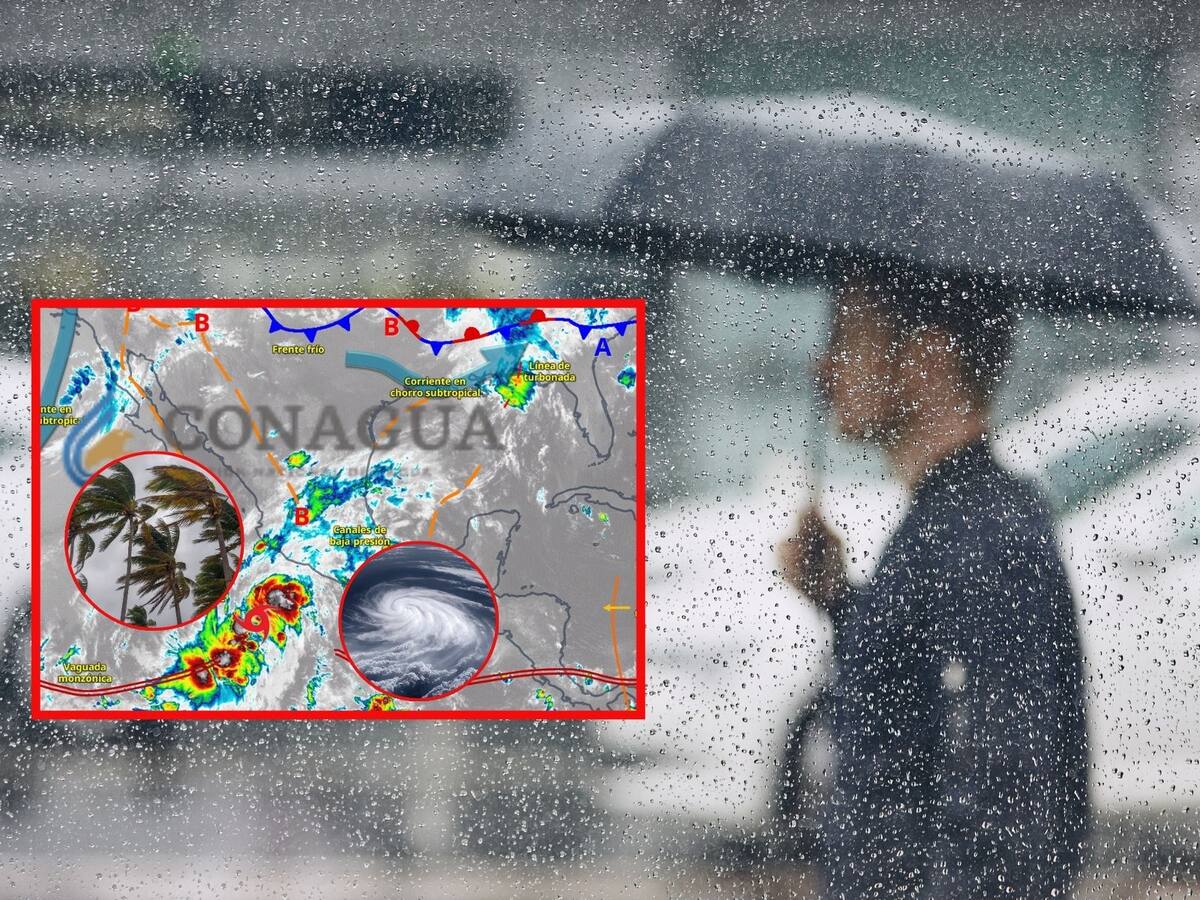 El fenómeno provocará lluvias muy fuertes en Guerrero y el centro del país, así como oleaje elevado en las costas del Pacífico. También persistirá el calor extremo en varias regiones. | Crédito: SMN (Conagua)/Canva
