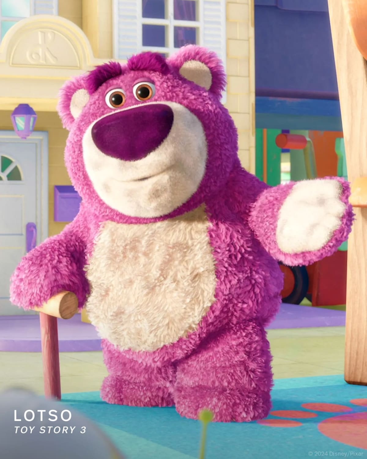 Lotso es un juguete de un oso cariñoso. Es casi todo ciruela y blanco en ciertas zonas de su cuerpo l Foto: @Disney