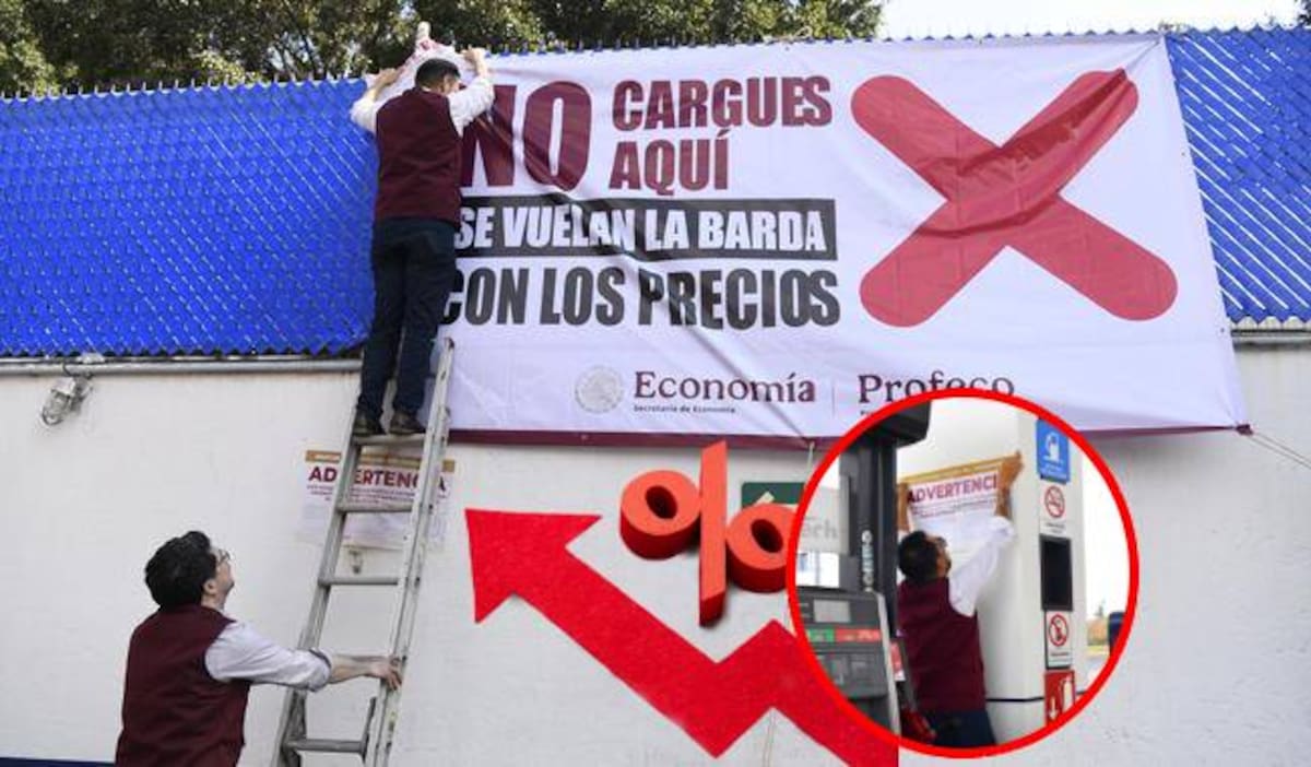 Para protección de los consumidores, la Profeco coloca lonas en las gasolineras donde se vende el combustible a un precio más alto. | Foto: Profeco/ Freepik